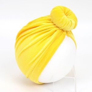 Yellow Velvet Top Knot Turban Baby Girl To…